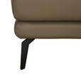 ECKSOFA in Echtleder Graubraun  - Graubraun/Schwarz, Design, Leder/Metall (288/184cm) - Novel