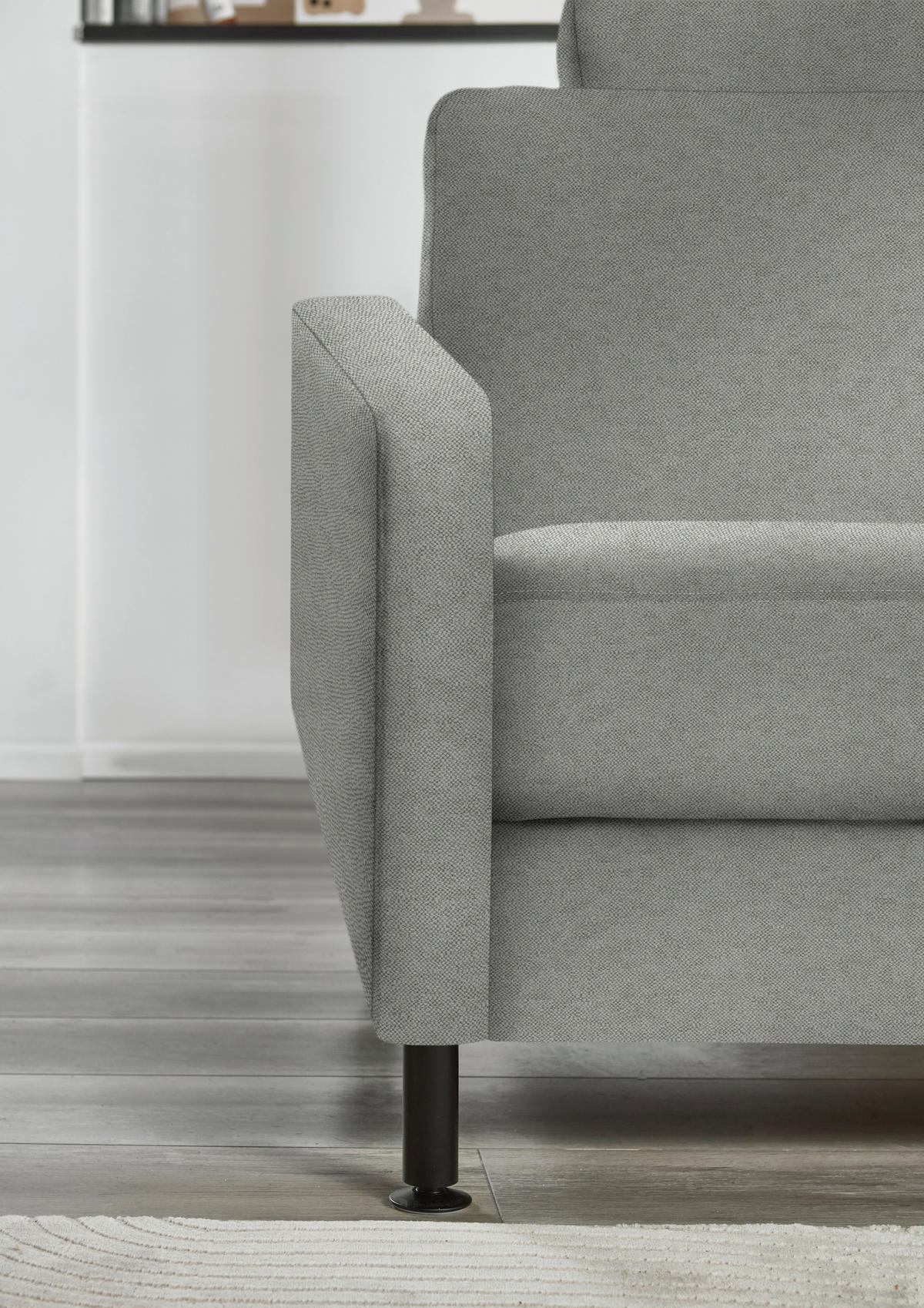 ECKSOFA  in Chenille, Flachgewebe Silberfarben  316/175 cm  - Silberfarben/Schwarz, Design, Textil/Metall (316/175cm) - Dieter Knoll