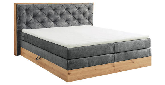 BOXSPRINGBETT 180/200 cm in Anthrazit, Naturfarben - Anthrazit/Naturfarben, KONVENTIONELL, Kunststoff/Textil (180/200cm) - Esposa