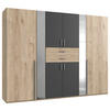 KLEIDERSCHRANK in Eichefarben, Graphitfarben  - Eichefarben/Alufarben, Konventionell, Glas/Holzwerkstoff (270/208/58cm) - Carryhome