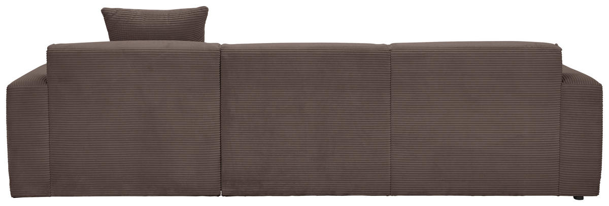 ECKSOFA in Cord Mokka  - Schwarz/Mokka, Design, Kunststoff/Textil (303/196cm) - Livetastic