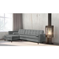 ECKSOFA VANCOUVER in Mikrofaser Anthrazit Zierkissen, Rückenkissen  169/240 cm  - Anthrazit/Braun, Design, Holz/Textil (169/240cm) - P & B