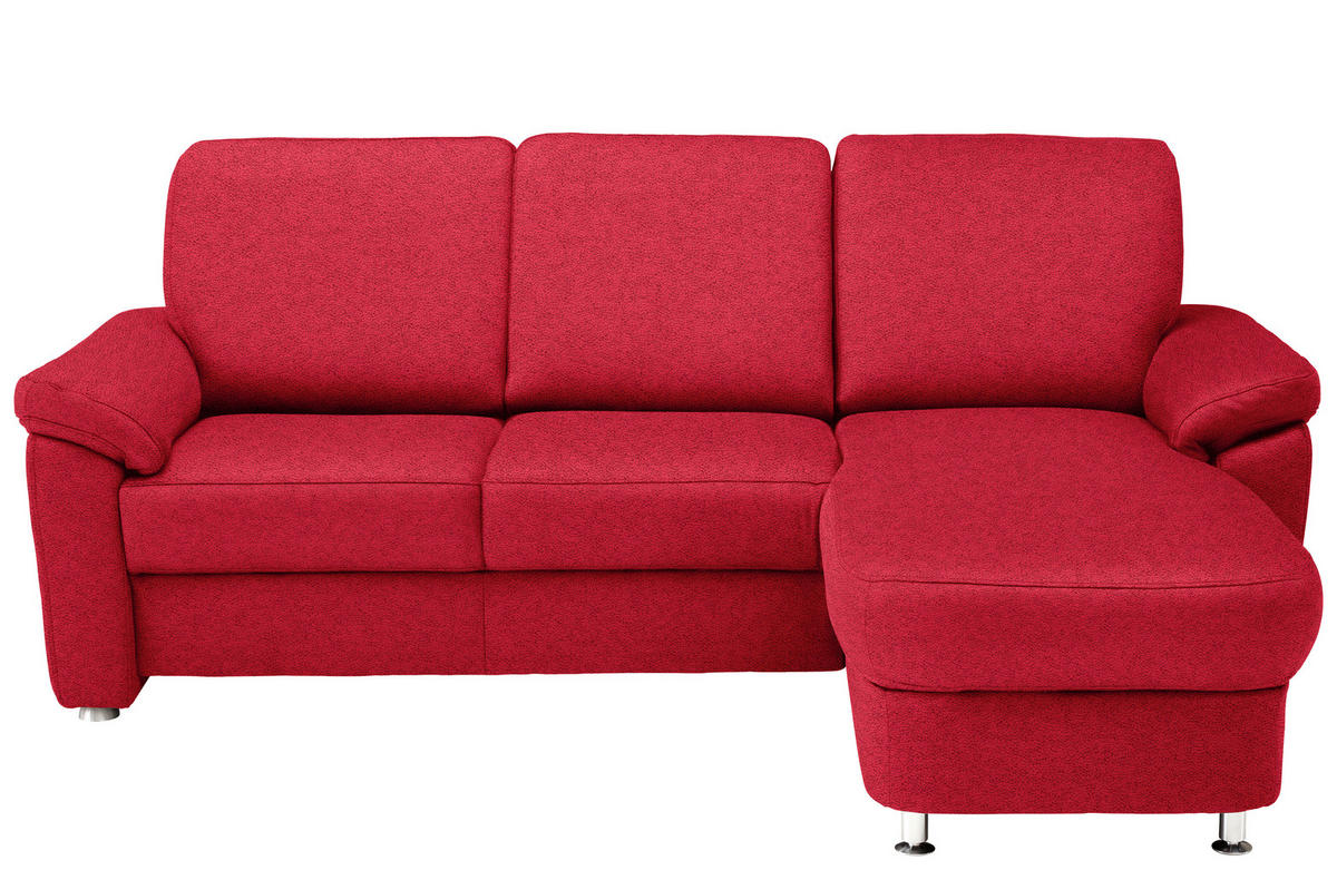 ECKSOFA in Flachgewebe Hellrot  - Chromfarben/Hellrot, Konventionell, Textil/Metall (250/163cm) - Beldomo System