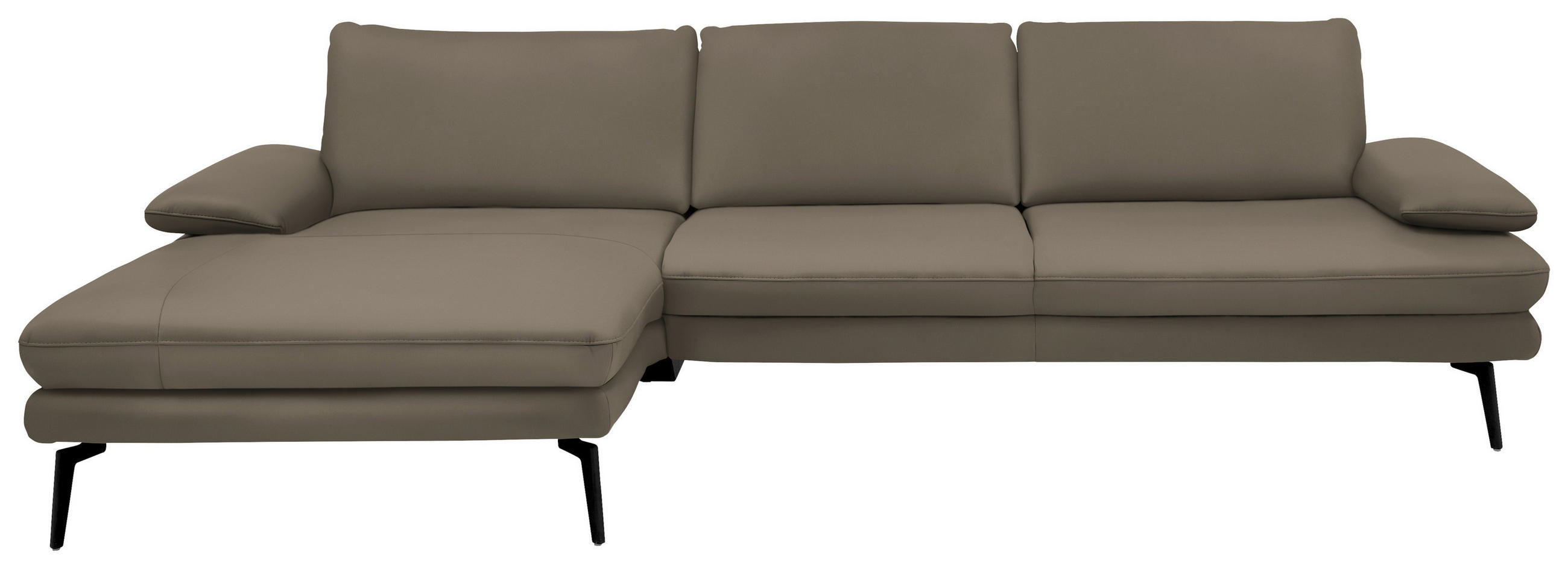 ECKSOFA in Echtleder Greige  180/310 cm  - Greige/Schwarz, Design, Leder/Metall (180/310cm) - Dieter Knoll