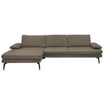 ECKSOFA in Echtleder Greige  180/310 cm  - Greige/Schwarz, Design, Leder/Metall (180/310cm) - Dieter Knoll