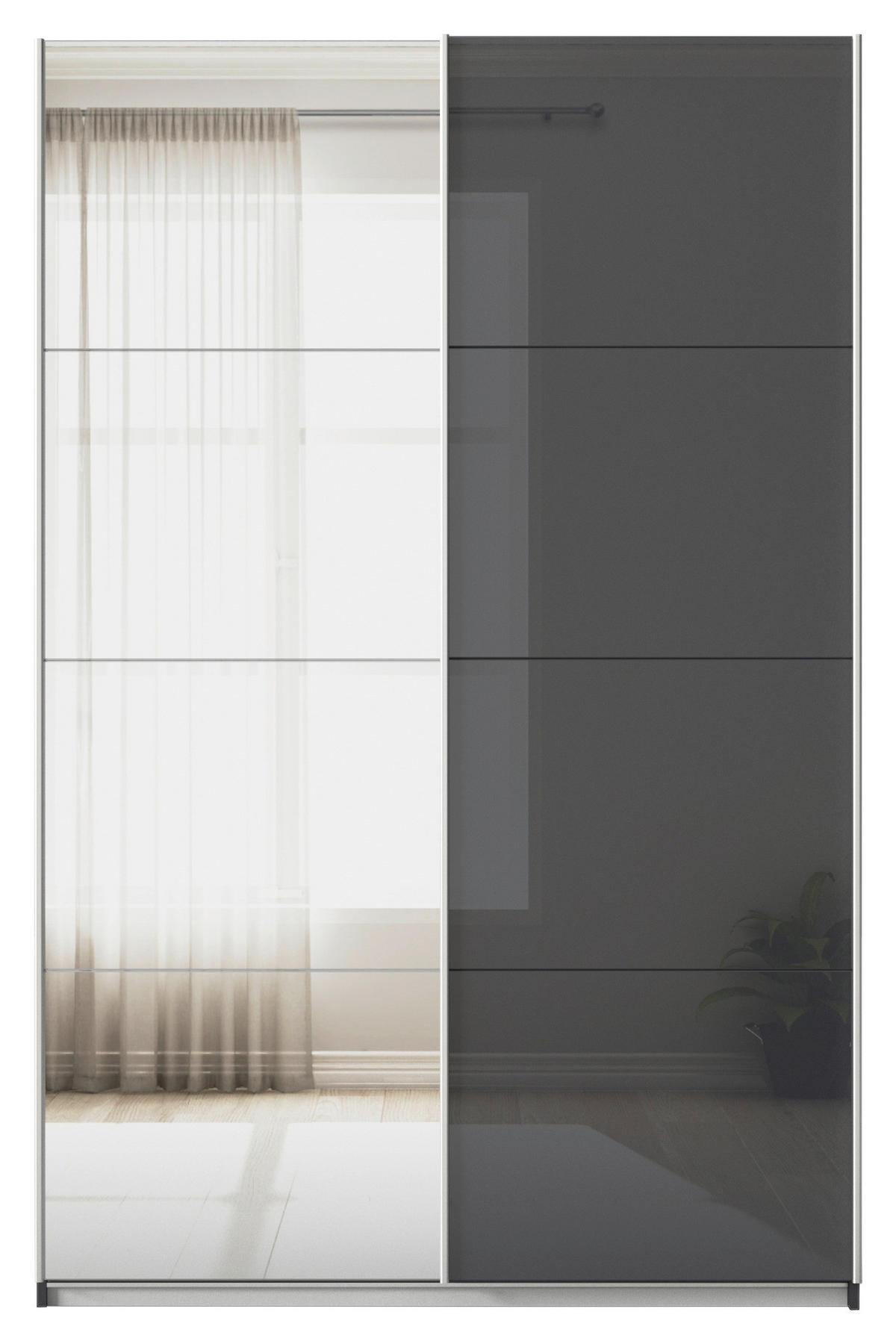 SCHWEBETÜRENSCHRANK  in Grau  - Alufarben/Grau, KONVENTIONELL, Glas/Holzwerkstoff (136/229/62cm) - Xora