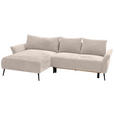 ECKSOFA in Chenille Creme  - Creme/Schwarz, KONVENTIONELL, Textil/Metall (164/255cm) - Carryhome