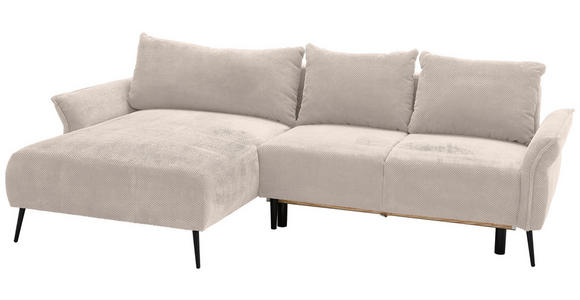 ECKSOFA in Chenille Creme  - Creme/Schwarz, KONVENTIONELL, Textil/Metall (164/255cm) - Carryhome