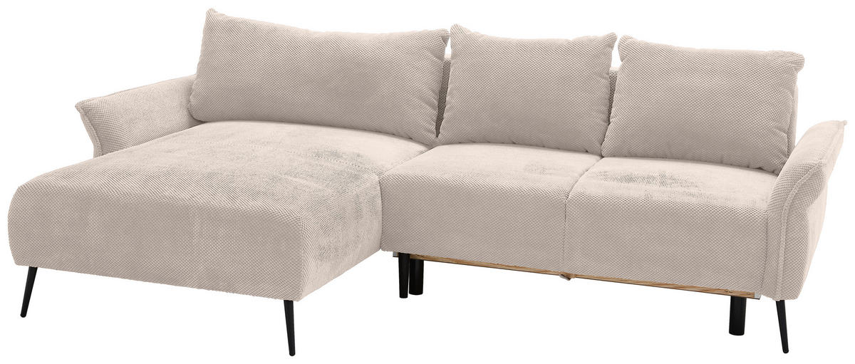 ECKSOFA in Chenille Creme  - Creme/Schwarz, Konventionell, Textil/Metall (164/255cm) - Carryhome