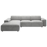 ECKSOFA 9125 Grau Cord  - Schwarz/Grau, Design, Kunststoff/Textil (189/300cm) - Pure Home Lifestyle