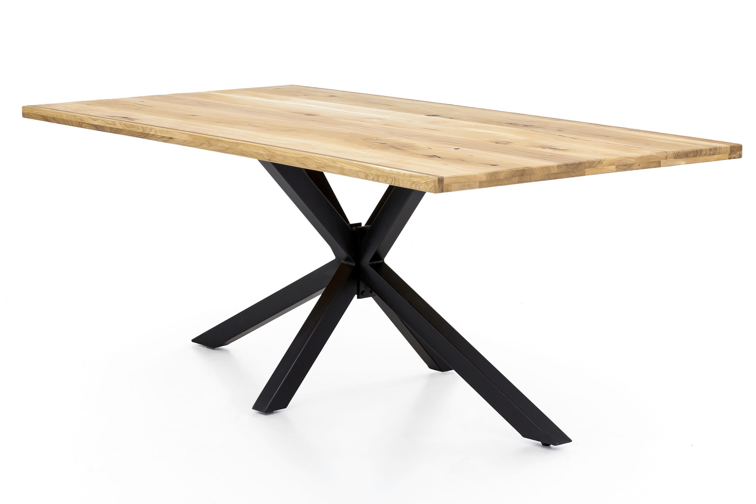 ESSTISCH 200/100/76 cm Echtholz  Holz, Metall rechteckig Naturfarben, Schwarz  - Schwarz/Naturfarben, MODERN, Holz/Metall (200/100/76cm) - MID.YOU