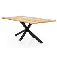 ESSTISCH 180/100/76 cm Echtholz  Holz, Metall rechteckig Naturfarben, Schwarz  - Schwarz/Naturfarben, MODERN, Holz/Metall (180/100/76cm) - MID.YOU