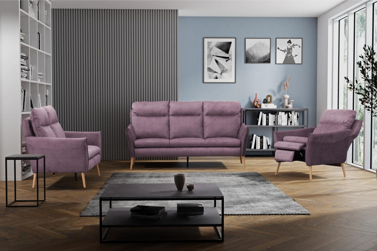 2-SITZER-SOFA  in Mikrofaser Rosa Skandinavisch, Modern  - Buchefarben/Rosa, Design, Holz/Textil (145/110/92cm) - Livetastic