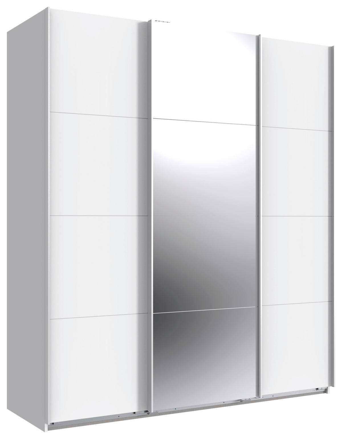 SCHWEBETÜRENSCHRANK  in Weiß  - Weiß, KONVENTIONELL, Glas/Holzwerkstoff (180/208/64cm) - Carryhome