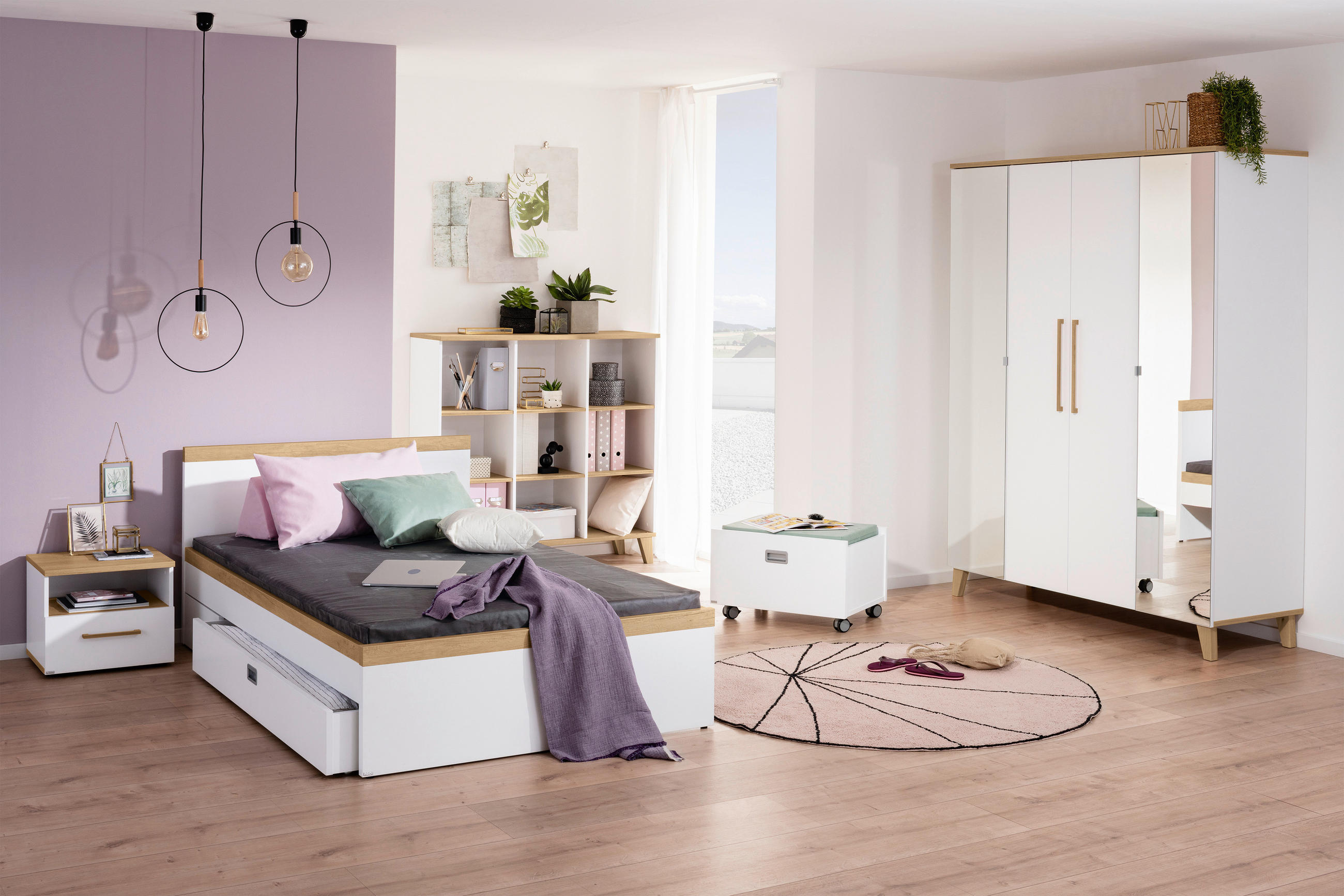 NACHTSCHRANK 48,4/40,8/39,9 cm  - Eichefarben/Schwarz, KONVENTIONELL, Holz/Holzwerkstoff (48,4/40,8/39,9cm) - Paidi