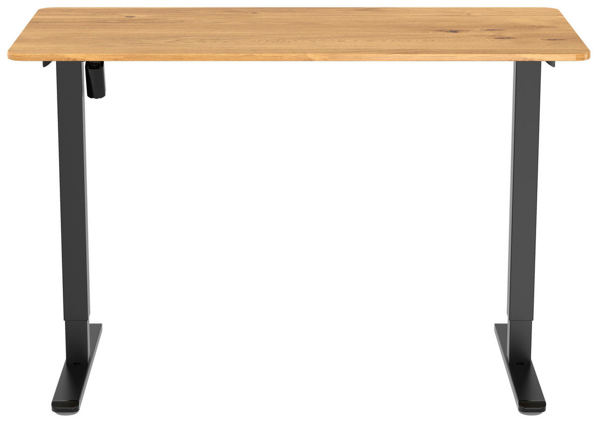SCHREIBTISCH 120/60/70-115 cm Schwarz, Plankeneiche höhenverstellbar, Memoryschalter, Getränkehalter, Headsethalter elektrisch höhenverstellbar  - Plankeneiche/Schwarz, Modern, Holzwerkstoff/Kunststoff (120/60/70-115cm) - Livetastic