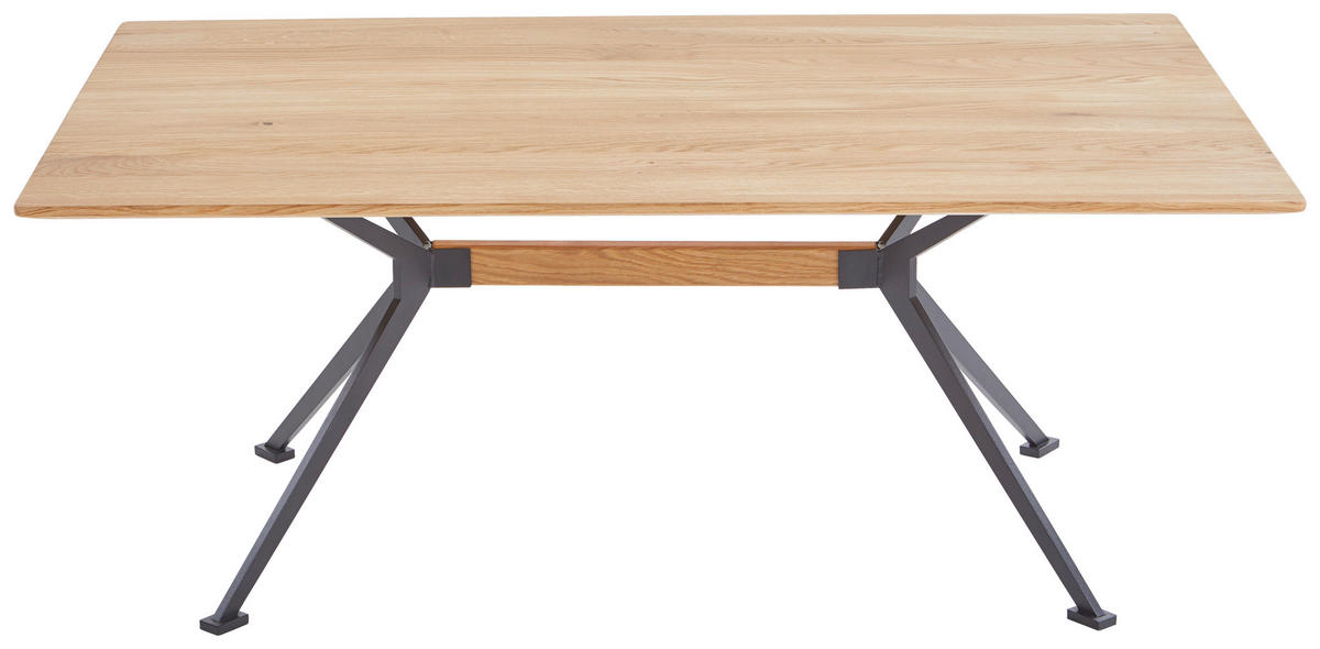 COUCHTISCH Eiche vollmassiv 110/70/44 cm rechteckig Schwarz, Eichefarben  - Eichefarben/Schwarz, Natur, Holz/Metall (110/70/44cm) - Linea Natura