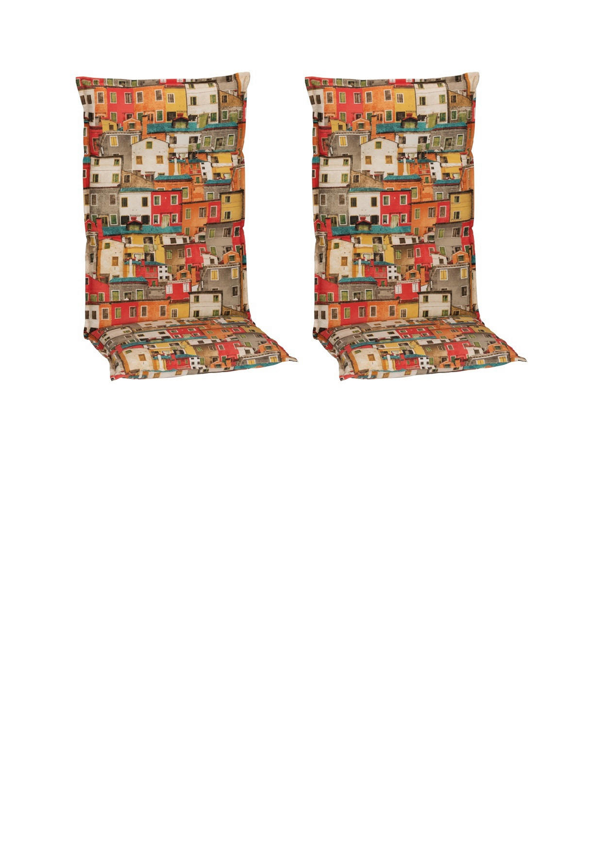 SADA POLSTRŮ NA ŽIDLI 2 ks, 118/46/8 cm - oranžová/žlutá, Basics, textil (118/46/8cm) - Gardenson