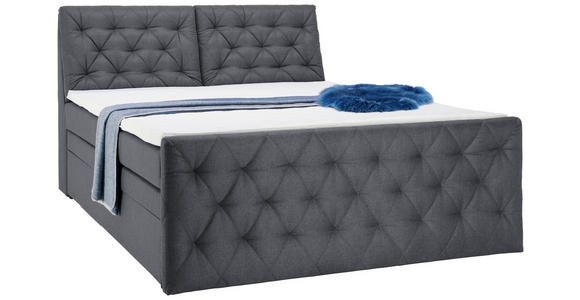 BOXSPRINGBETT 180/200 cm in Dunkelgrau - Dunkelgrau/Schwarz, KONVENTIONELL, Kunststoff/Textil (180/200cm) - Carryhome