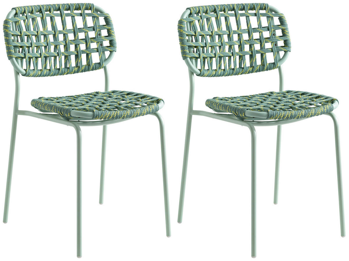 GARTENSTUHL-SET Pastellgrün  - Pastellgrün, Design, Textil/Metall (47/81/55,5cm) - Connubia 