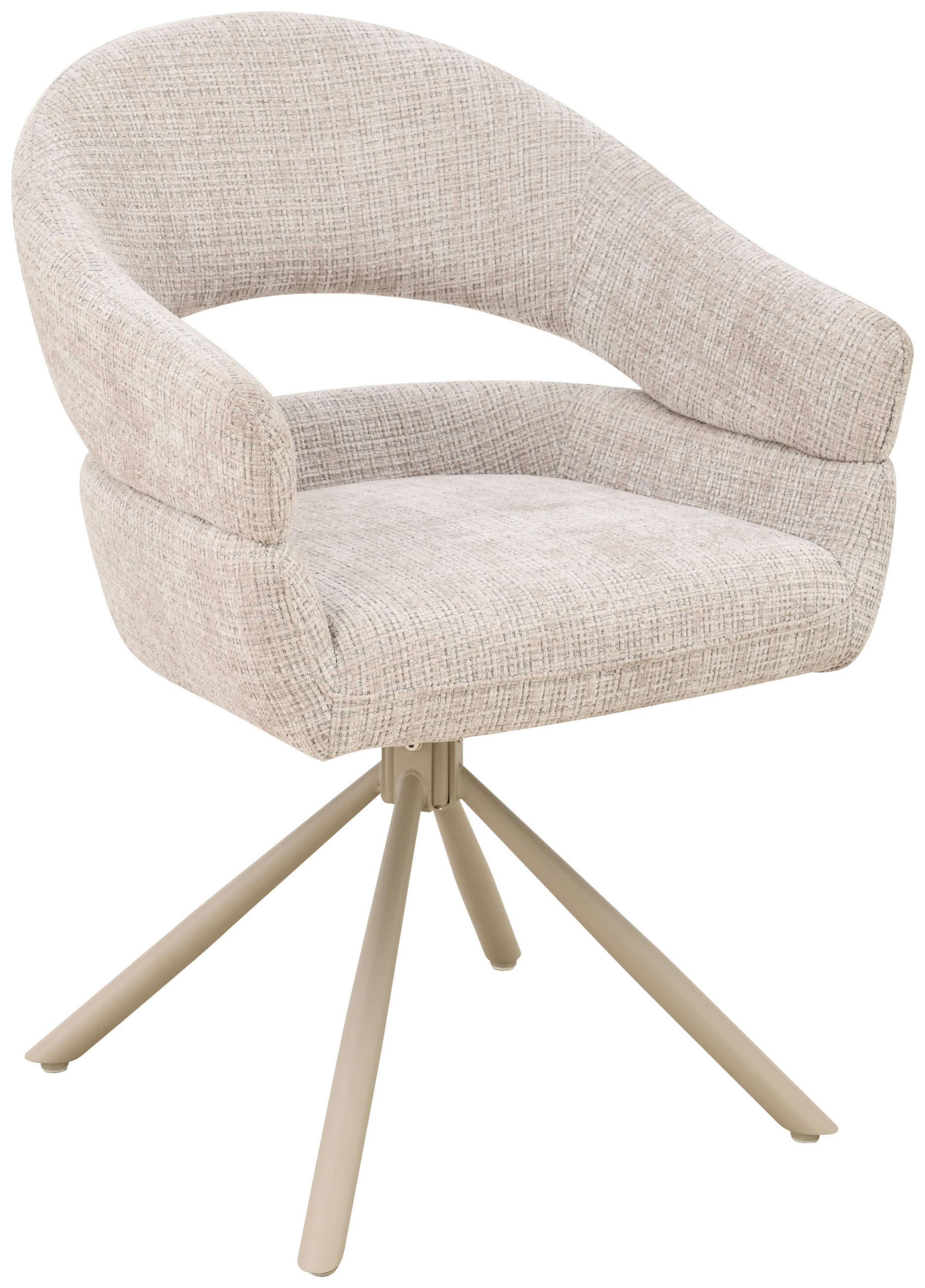 ARMLEHNSTUHL  Sitzfläche 360° drehbar Chenille  Beige  - Beige, MODERN, Holz/Textil (58/85/62cm) - Livetastic