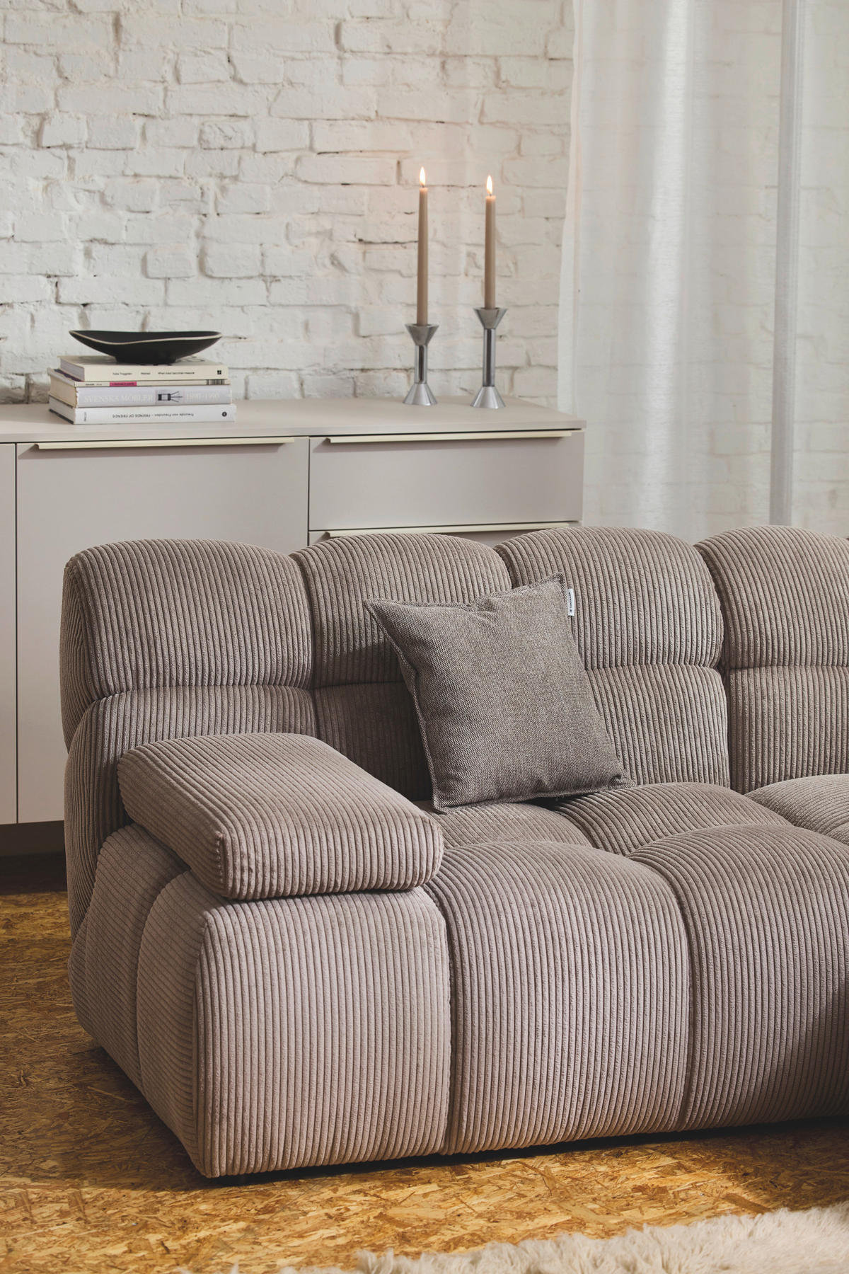 ECKSOFA Braun Cord Rücken echt  - Schwarz/Braun, KONVENTIONELL, Kunststoff/Textil (195/265cm) - Tom Tailor