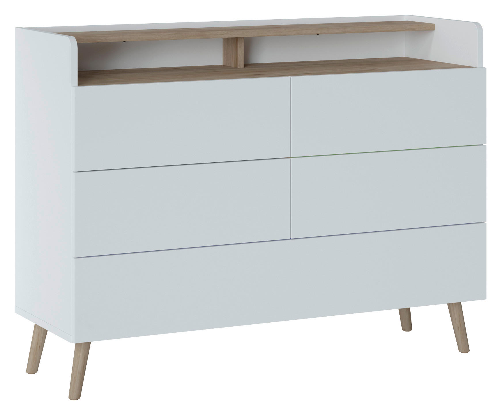 COMODĂ ÎNALTĂ 119,8/90,1/41,7 cm  - alb/culoare lemn stejar, Konventionell, lemn/material pe bază de lemn (119,8/90,1/41,7cm) - Livetastic