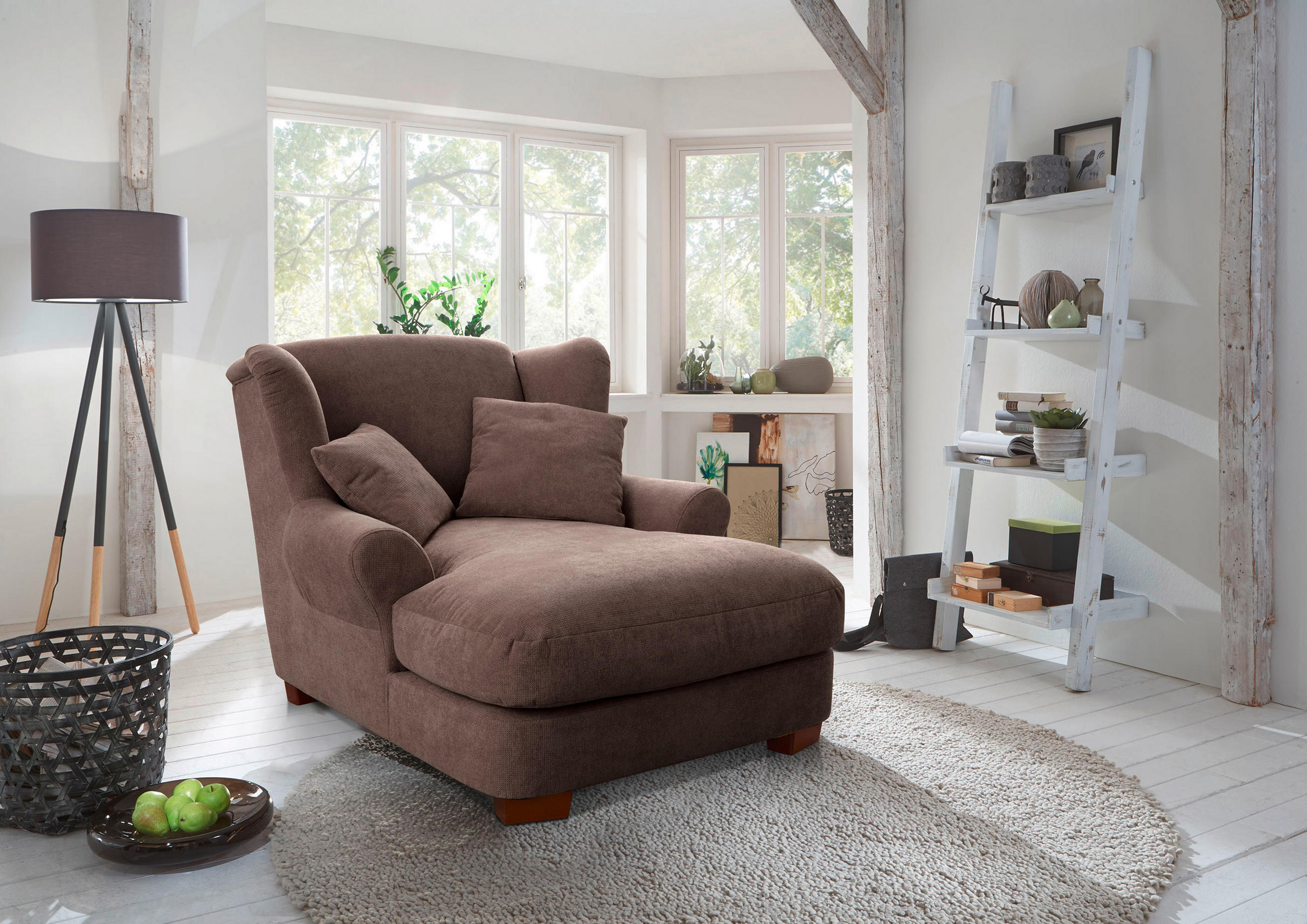 XXL-SESSEL in Flachgewebe Taupe  - Taupe, Romantik / Landhaus, Holz/Textil (120/101/142cm) - Sit & More