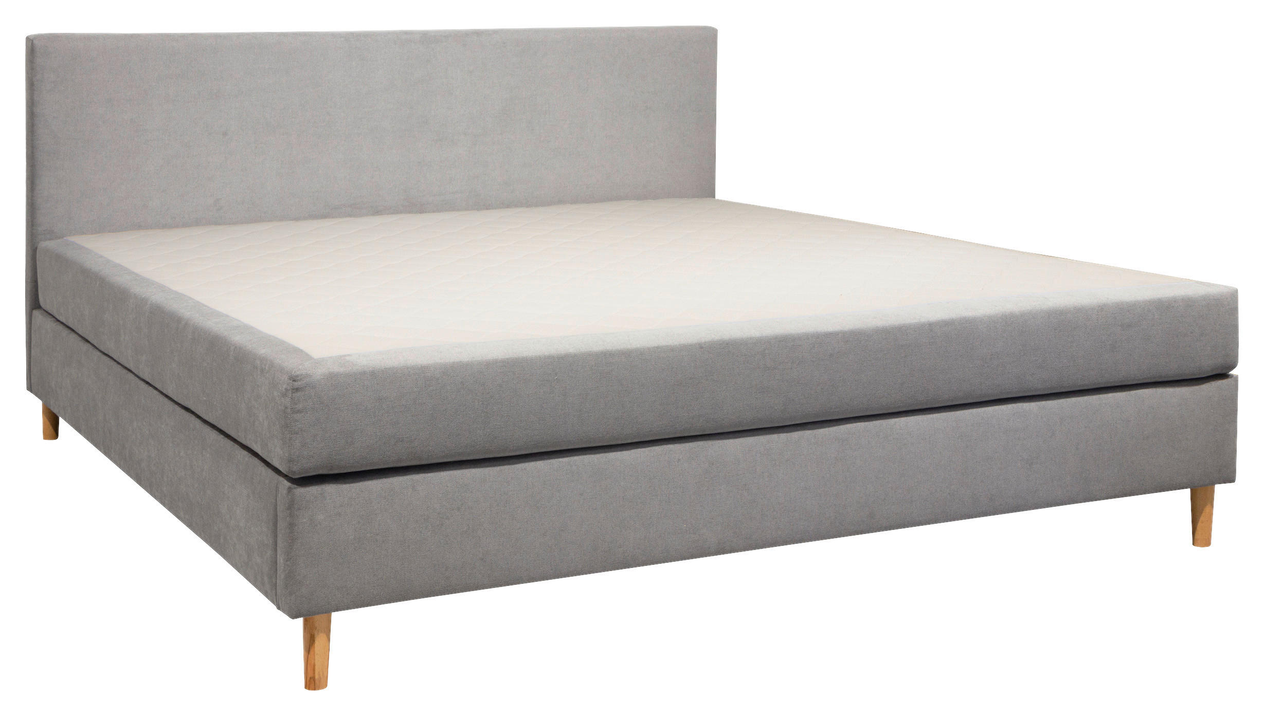 BOXBETT 180/200 cm,  in Hellgrau, Matratze, H2 = mittel  - Hellgrau, KONVENTIONELL, Holz/Textil (180/200cm) - Boxxx