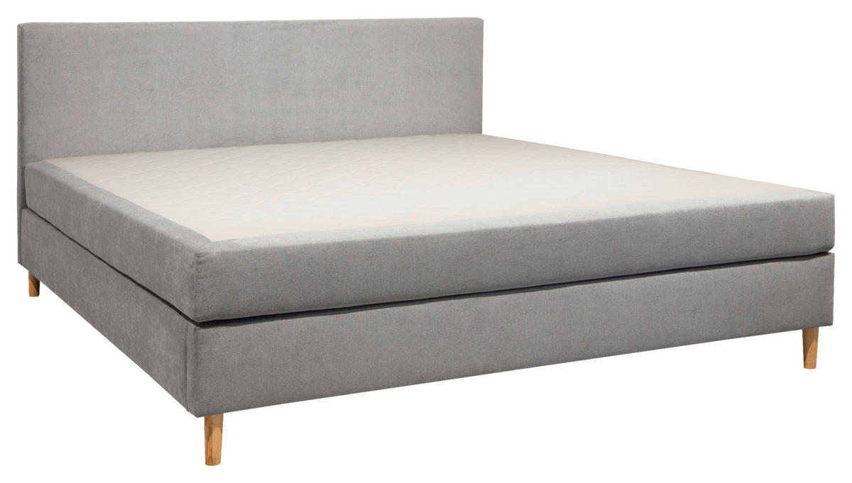 BOXBETT 180/200 cm,  in Hellgrau, Matratze, H2 = mittel  - Hellgrau, KONVENTIONELL, Holz/Textil (180/200cm) - Boxxx