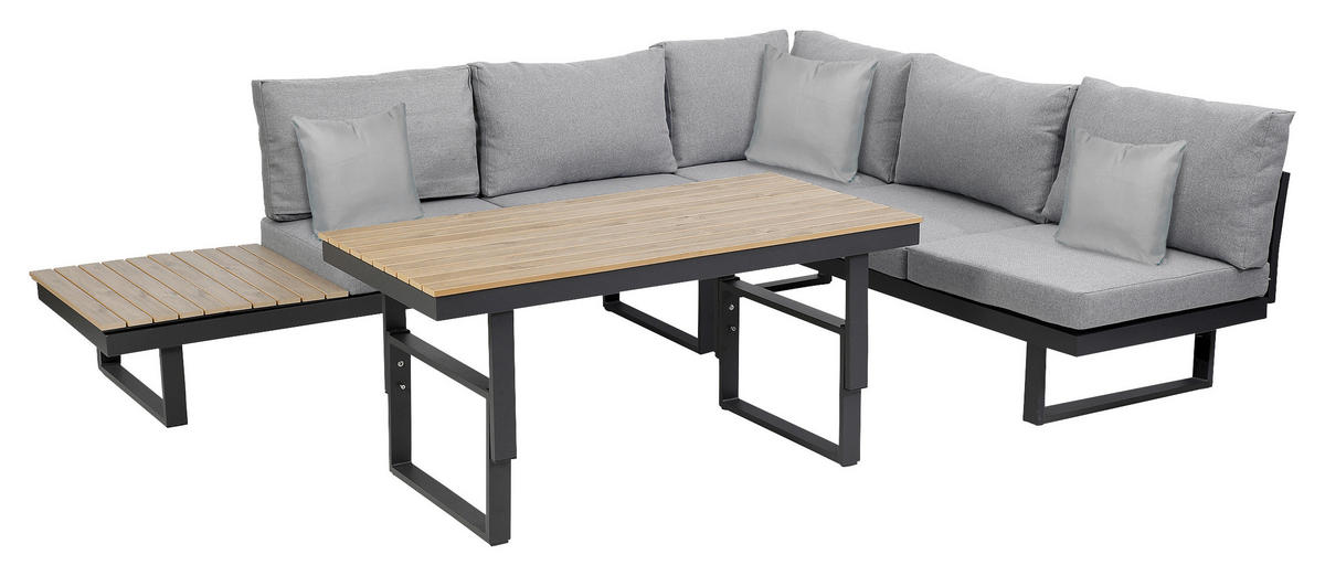 LOUNGEGARNITUR Akazie Hartholz Aluminium  - Anthrazit/Braun, MODERN, Holz/Textil (210/75/210cm) - Gardenson