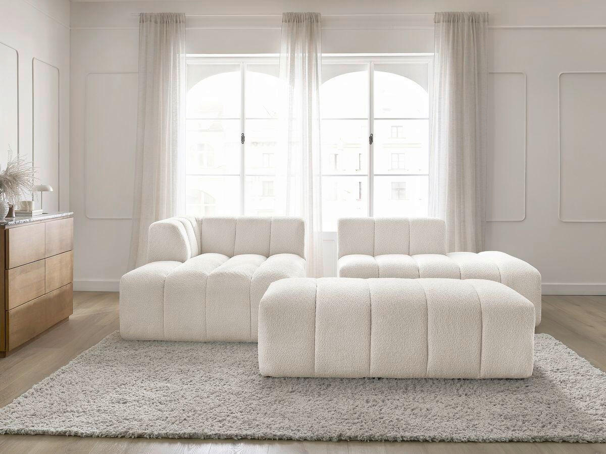 ECKSOFA  ANNECY Weiß Bouclé  - Schwarz/Weiß, MODERN, Kunststoff/Textil (170/262cm)