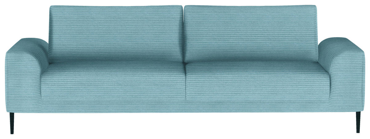 SCHLAFSOFA Cord Hellblau  - Schwarz/Hellblau, Design, Textil/Metall (250/89/105cm) - Livetastic