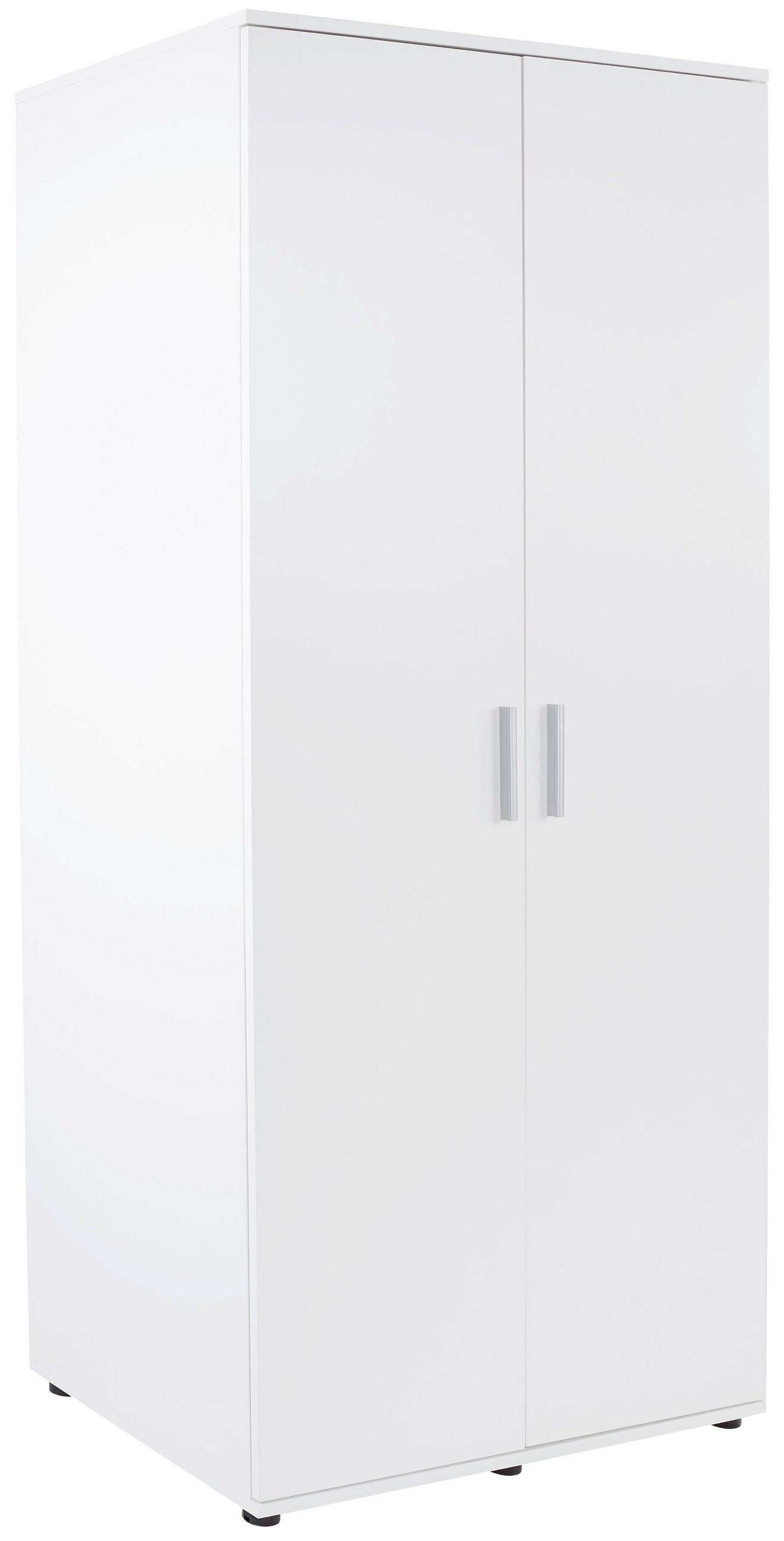 KLEIDERSCHRANK 2-türig Weiß - Silberfarben/Weiß, KONVENTIONELL, Holzwerkstoff/Kunststoff (90/191,1/55cm) - MID.YOU