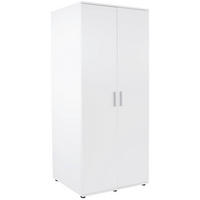 KLEIDERSCHRANK 2-türig Weiß  - Silberfarben/Weiß, KONVENTIONELL, Holzwerkstoff/Kunststoff (90/191,1/55cm) - MID.YOU