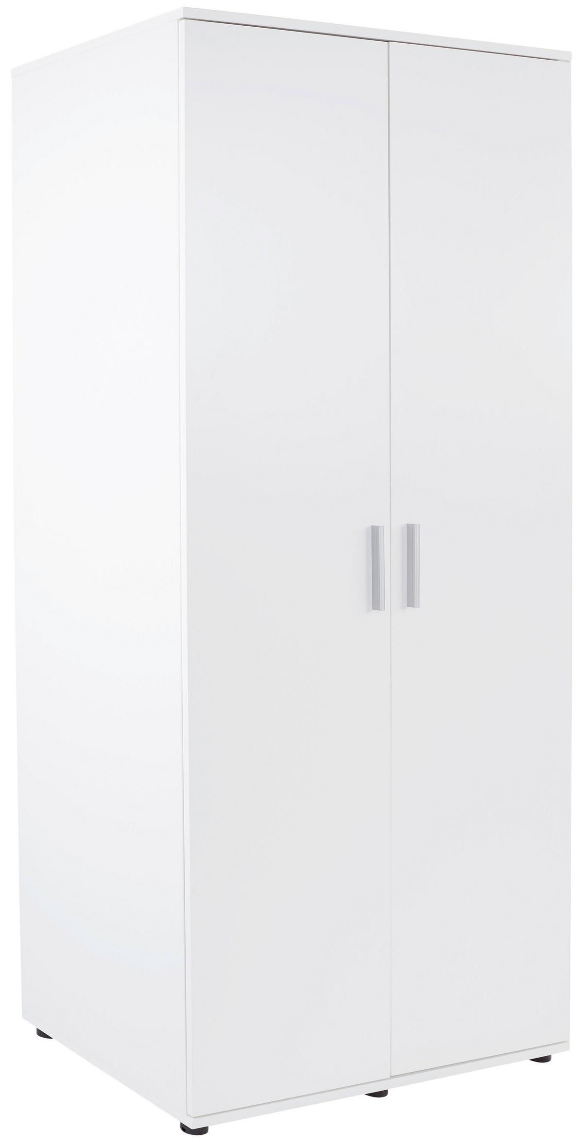 KLEIDERSCHRANK 2-türig Weiß  - Silberfarben/Weiß, KONVENTIONELL, Holzwerkstoff/Kunststoff (90/191,1/55cm) - MID.YOU