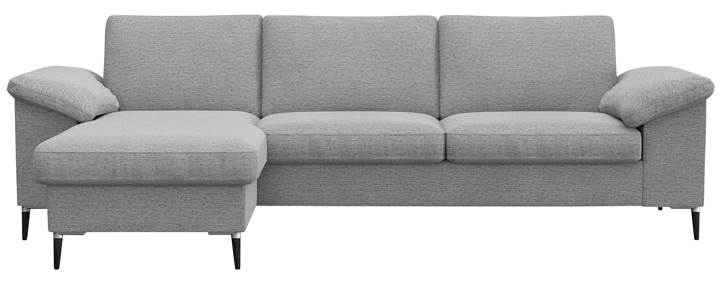 ECKSOFA Hellgrau Flachgewebe - Hellgrau/Alufarben, Design, Textil/Metall (159/242cm) - Livetastic