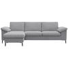 ECKSOFA Hellgrau Flachgewebe  - Hellgrau/Alufarben, Design, Textil/Metall (159/242cm) - Livetastic