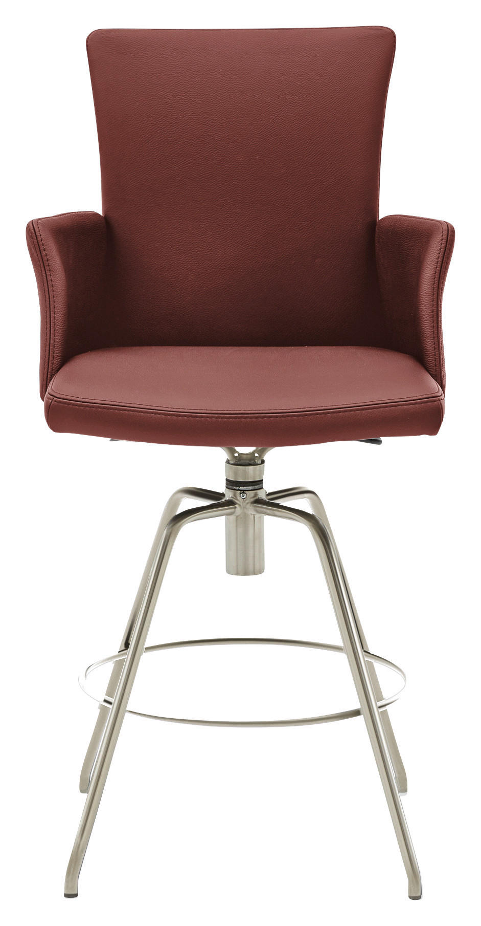 BARHOCKER Echtleder Rot Lederauswahl, Stoffauswahl, Typenauswahl, automatische Rückholfunktion  - Rot, Design, Leder/Metall (56/107/58cm) - Musterring