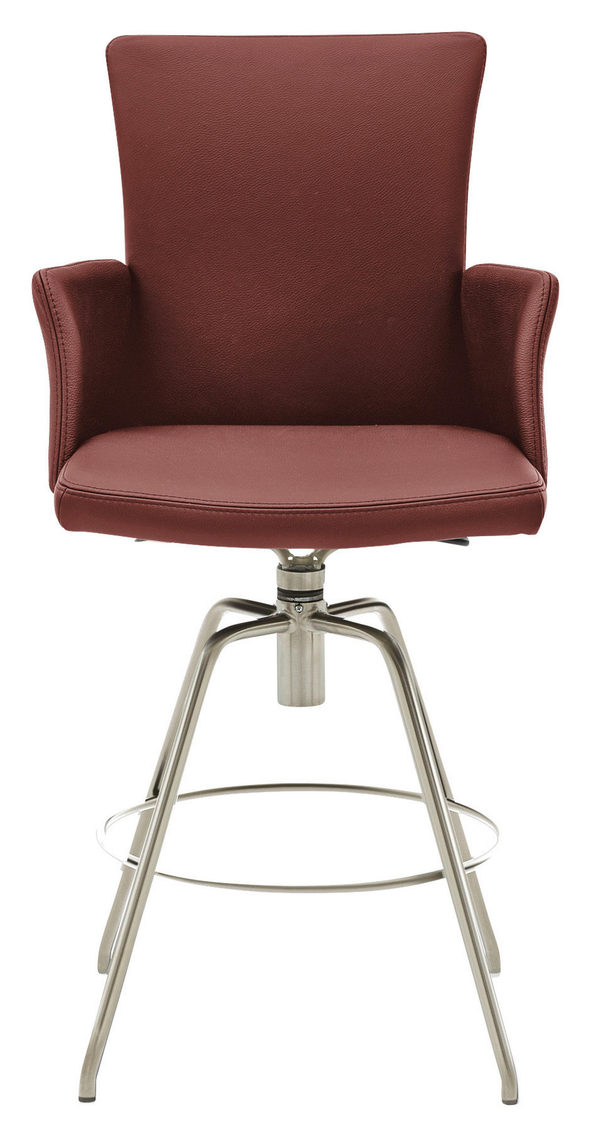 BARHOCKER Echtleder Rot Lederauswahl, Stoffauswahl, Typenauswahl, automatische Rückholfunktion  - Rot, Design, Leder/Metall (56/107/58cm) - Musterring