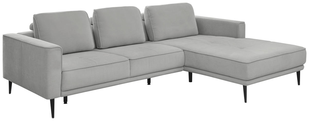 ECKSOFA Grau Flachgewebe  - Schwarz/Grau, KONVENTIONELL, Textil/Metall (279/193cm) - SetOne by Musterring