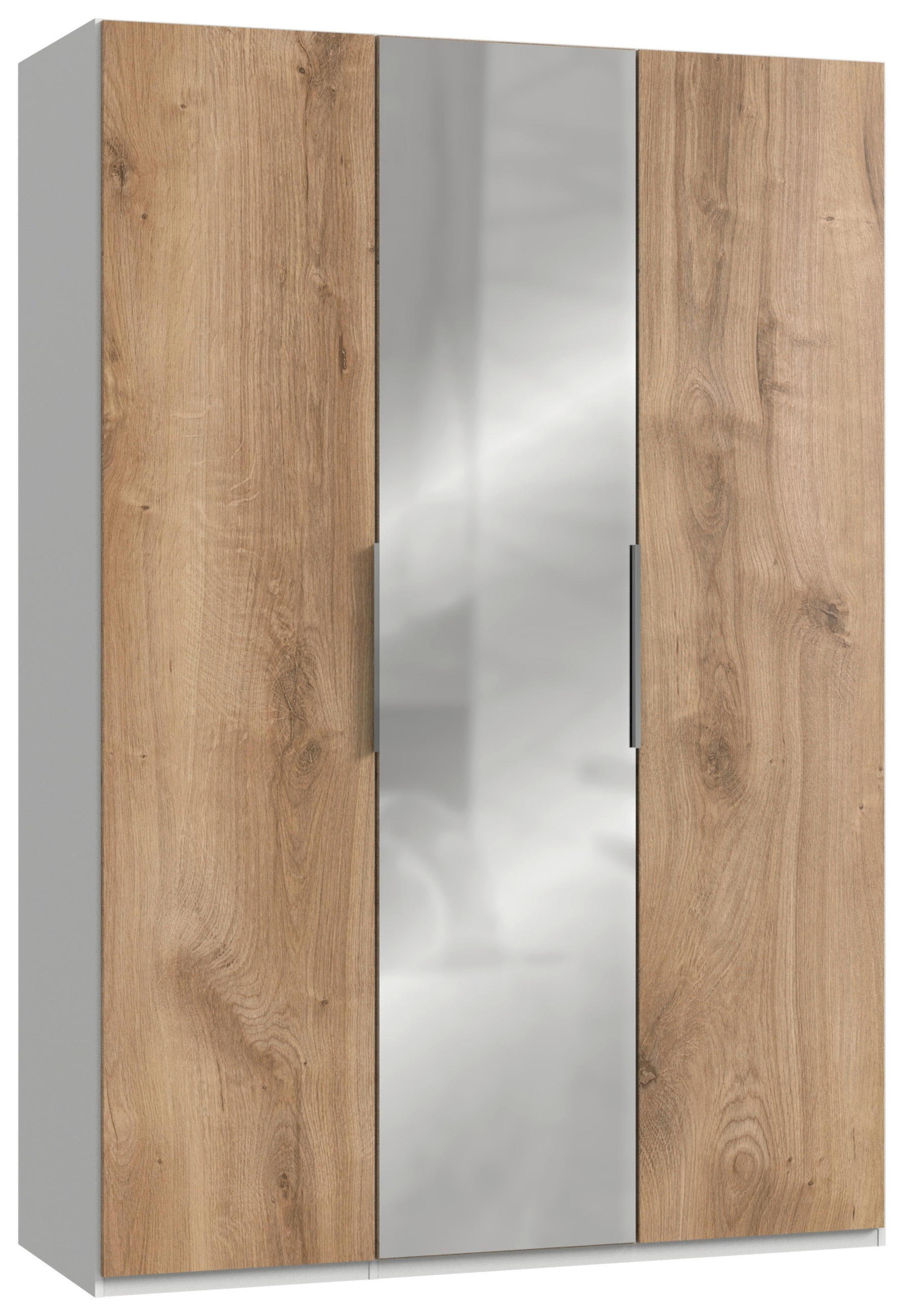 DREHTÜRENSCHRANK in Weiss, Eichefarben  - Chromfarben/Weiss, Modern, Holzwerkstoff (150/216/58cm) - MID.YOU