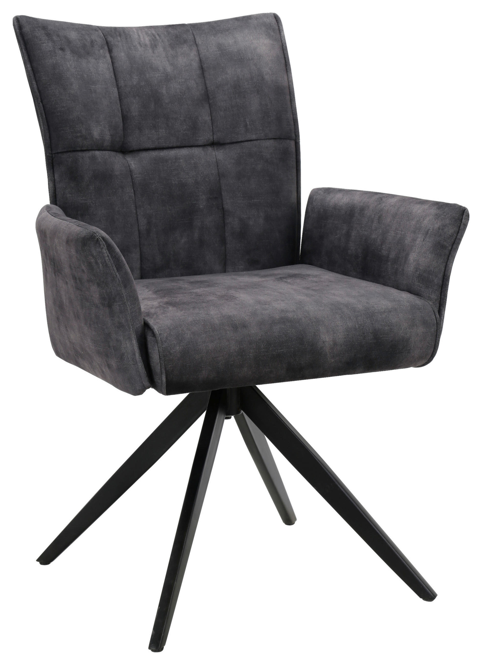 ARMLEHNSTUHL  in Eisen Samt  - Dunkelgrau/Schwarz, Design, Textil/Metall (62/92/66cm) - Hom`in