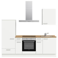 KÜCHENBLOCK 240 cm   in Weiß, Eichefarben  - Edelstahlfarben/Eichefarben, MODERN, Holzwerkstoff/Metall (240cm) - Nobilia