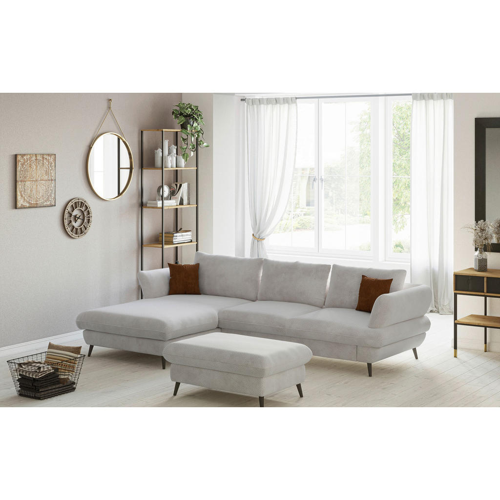 Thumbnail - Livetastic Ecksofa, Natur, Textil, 3-Sitzer, Ottomane links, L-Form, 281x181 cm, Made in EU, Stoffauswahl, Rücken echt, ...