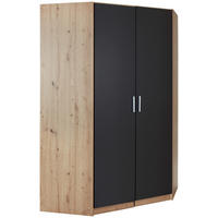 ECKKLEIDERSCHRANK 117/197/117 cm Dunkelgrau, Eiche Artisan  - Dunkelgrau/Silberfarben, Design, Holzwerkstoff/Kunststoff (117/197/117cm) - Carryhome