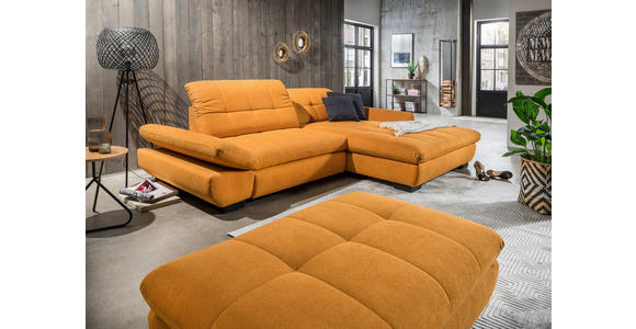 ECKSOFA in Mikrofaser Currygelb  290/198 cm  - Currygelb/Schwarz, Design, Textil/Metall (290/198cm) - Xora