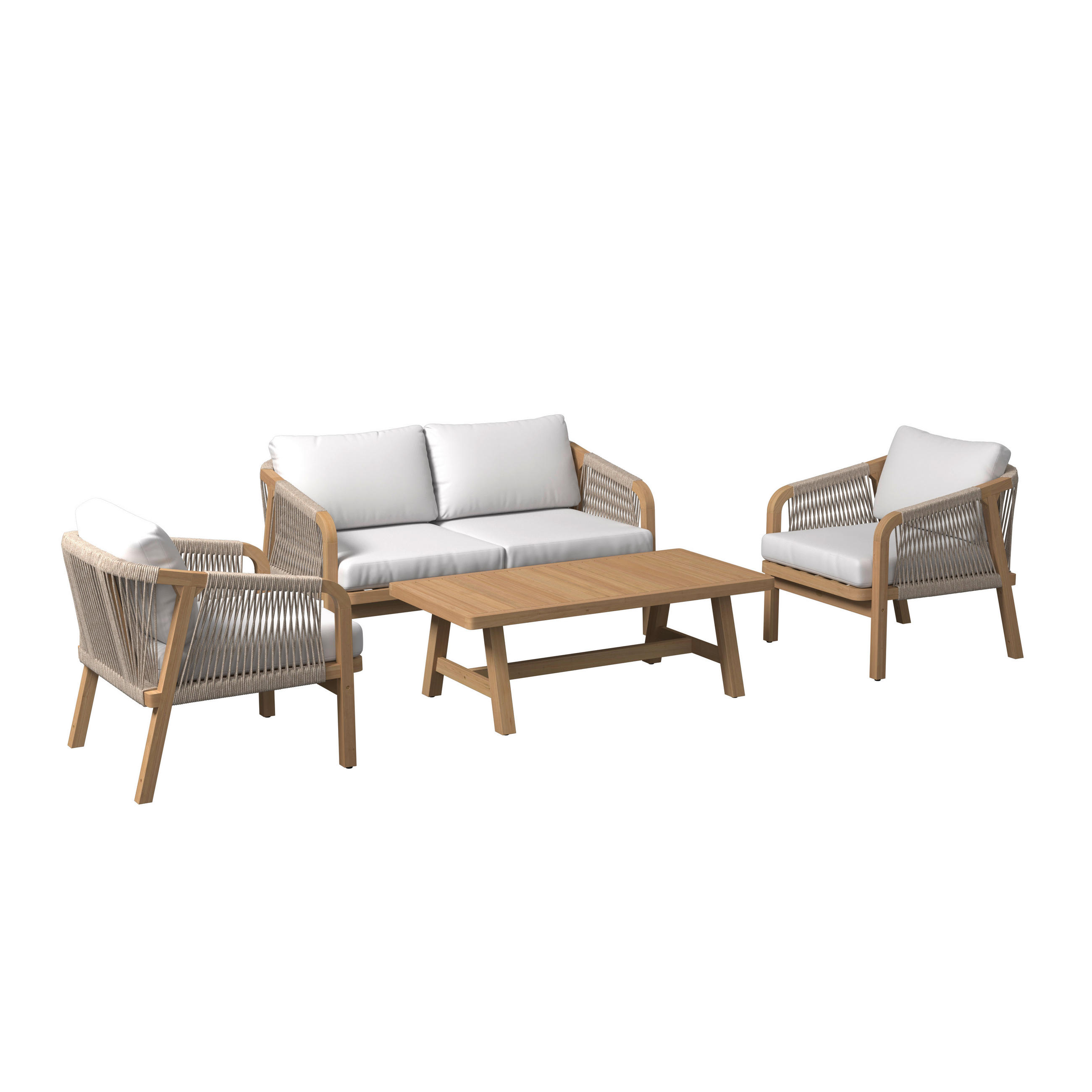 GARTENSET 4-teilig Webstoff Akaziemassiv 4-teilig  - Beige/Akaziefarben, Design, Holz/Textil - Ambia Garden
