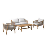 GARTENSET 4-teilig Webstoff Akaziemassiv 4-teilig  - Beige/Akaziefarben, Design, Holz/Textil - Ambia Garden