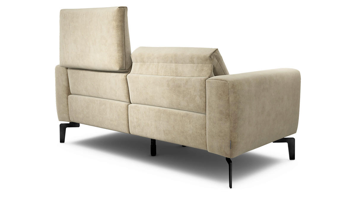 Zweisitzer inkl. Hocker Samt Sandfarben  - Sandfarben/Schwarz, Design, Textil/Metall (180/86/86-94cm) - SENSOO